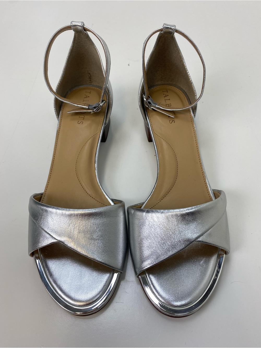 Talbots Silver Ankle-Strap Block Heel Sandals